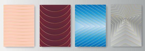 Collection of geometric backgrounds with golden lines vector