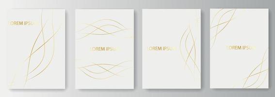 Set collection of white backgrounds with golden lines and place for text vector