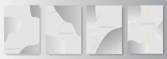 Set collection of modern gray backgrounds with gradient and golden threads vector