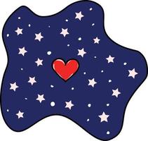 Starry sky with a red heart in the middle vector