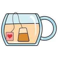 Mug with tea and love with a picture of a heart vector