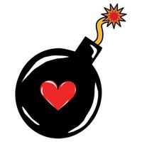 Love bomb with a heart and a burning fuse vector