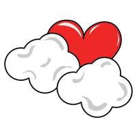 Red heart in the clouds vector