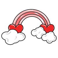 Rainbow with two hearts in the clouds vector