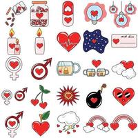 Big set of elements on the theme of love and relationships with hearts vector