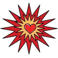 Flash of red and yellow with a heart inside vector