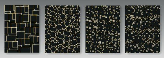 Set collection of black backgrounds with gold elements vector