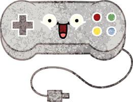 retro illustration style cartoon game controller vector