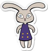 sticker of a cute cartoon rabbit vector