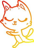 warm gradient line drawing calm cartoon cat vector