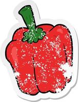 distressed sticker of a cartoon pepper vector