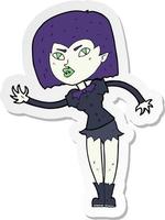 sticker of a cartoon vampire girl vector