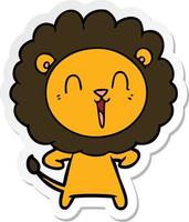 sticker of a laughing lion cartoon vector