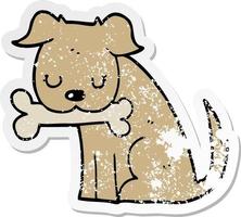 distressed sticker of a cartoon dog vector