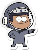 sticker of a happy astronaut cartoon vector