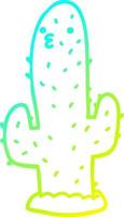 línea de gradiente frío dibujo cactus de dibujos animados vector