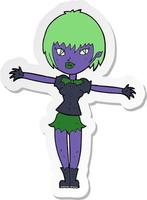 sticker of a cartoon vampire girl vector