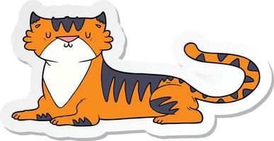 sticker of a cartoon tiger vector