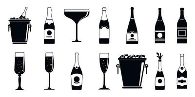 Party champagne icon set, simple style vector