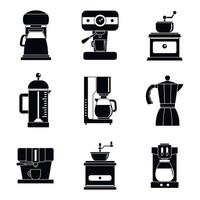 conjunto de iconos de cafetera espresso, estilo simple vector