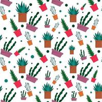 Succulent pattern, flat style vector