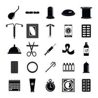 Contraception Day control icons set, simple style vector