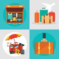Suitcase banner set, flat style vector