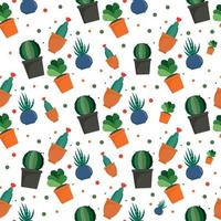 Exotic cacti pattern, flat style vector