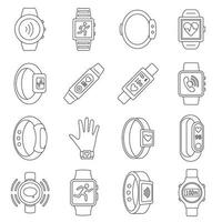 Sport fitness tracker icon set, outline style vector