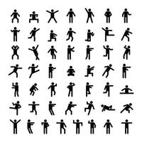 Man people stick icon set, simple style vector