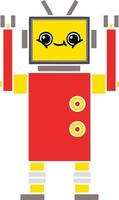 flat color retro cartoon robot vector