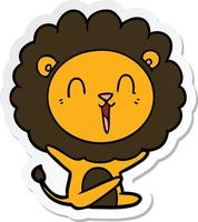 sticker of a laughing lion cartoon vector