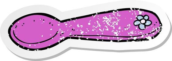 retro distressed sticker of a cartoon spoon vector