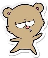 sticker of a bored bear cartoon vector