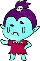 textured cartoon kawaii of cute vampire girl vector