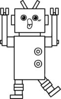 line drawing cartoon robot vector