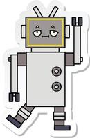 sticker of a cute cartoon robot vector