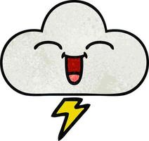 retro grunge texture cartoon thunder cloud vector