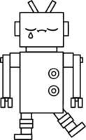 line drawing cartoon robot vector