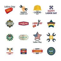 conjunto de iconos de logotipo de trabajadores del día del trabajo, estilo plano vector