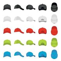 conjunto de iconos de vistas de gorra de béisbol, estilo simple vector