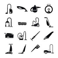 Vacuum cleaner washing icons set, simple style vector
