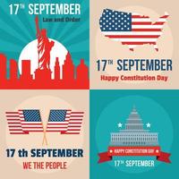 Constitution Day USA banner set, flat style vector