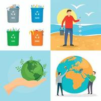 Clean world day banner concept set, flat style vector