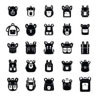 Backpack school travel sport icons set, simple style vector