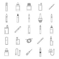 Electronic cigarette mod icons set, outline style vector