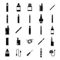 Electronic cigarette mod icons set, simple style vector