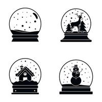 Snow globe ball christmas icons set, simple style vector