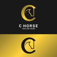 letra inicial c plantilla de diseño de logotipo de caballo vector