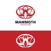 plantilla de diseño de logotipo de cabeza de elefante mamut rojo
